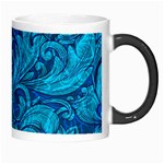 Blue Floral Pattern Texture, Floral Ornaments Texture, Blue Floral Background Morph Mug Right