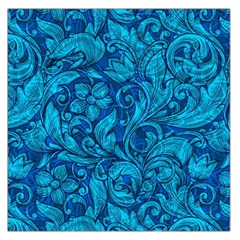 Blue Floral Pattern Texture, Floral Ornaments Texture, Blue Floral Background Square Satin Scarf (36  X 36 ) by kyorashop23