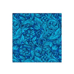 Blue Floral Pattern Texture, Floral Ornaments Texture, Blue Floral Background Satin Bandana Scarf 22  X 22  by kyorashop23