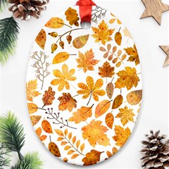 Brown Autumn Leaves Ornament (oval)