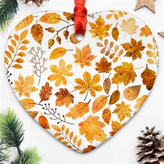 Brown Autumn Leaves Ornament (heart)