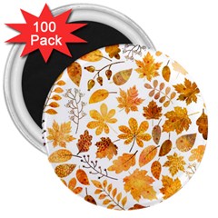 Brown Autumn Leaves 3  Magnets (100 Pack) by kyorashop23