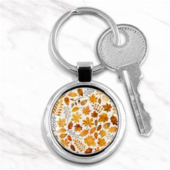 Brown Autumn Leaves Key Chain (round) by kyorashop23