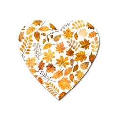 Brown Autumn Leaves Heart Magnet by kyorashop23