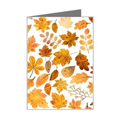 Brown Autumn Leaves Mini Greeting Card by kyorashop23