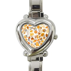 Brown Autumn Leaves Heart Italian Charm Watch by kyorashop23