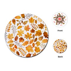 Brown Autumn Leaves Playing Cards Single Design (round)