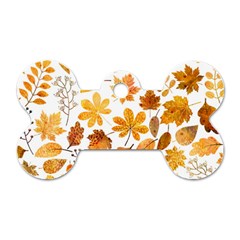 Brown Autumn Leaves Dog Tag Bone (two Sides) by kyorashop23