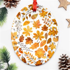 Brown Autumn Leaves Ornament (oval Filigree)