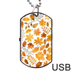 Brown Autumn Leaves Dog Tag Usb Flash (one Side) by kyorashop23