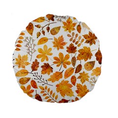 Brown Autumn Leaves Standard 15  Premium Round Cushions by kyorashop23