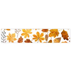 Brown Autumn Leaves Small Premium Plush Fleece Scarf