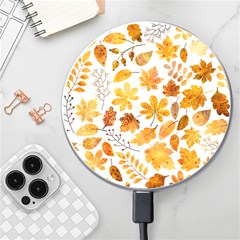 Brown Autumn Leaves Wireless Fast Charger(white) by kyorashop23