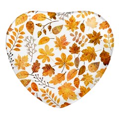 Brown Autumn Leaves Heart Glass Fridge Magnet (4 Pack) by kyorashop23