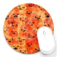 Carved Pumpkin Faces Round Mousepad by kyorashop23