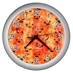 Carved Pumpkin Faces Wall Clock (silver) by kyorashop23