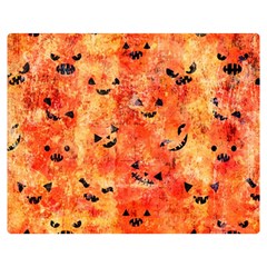 Carved Pumpkin Faces Two Sides Premium Plush Fleece Blanket (teen Size) by kyorashop23