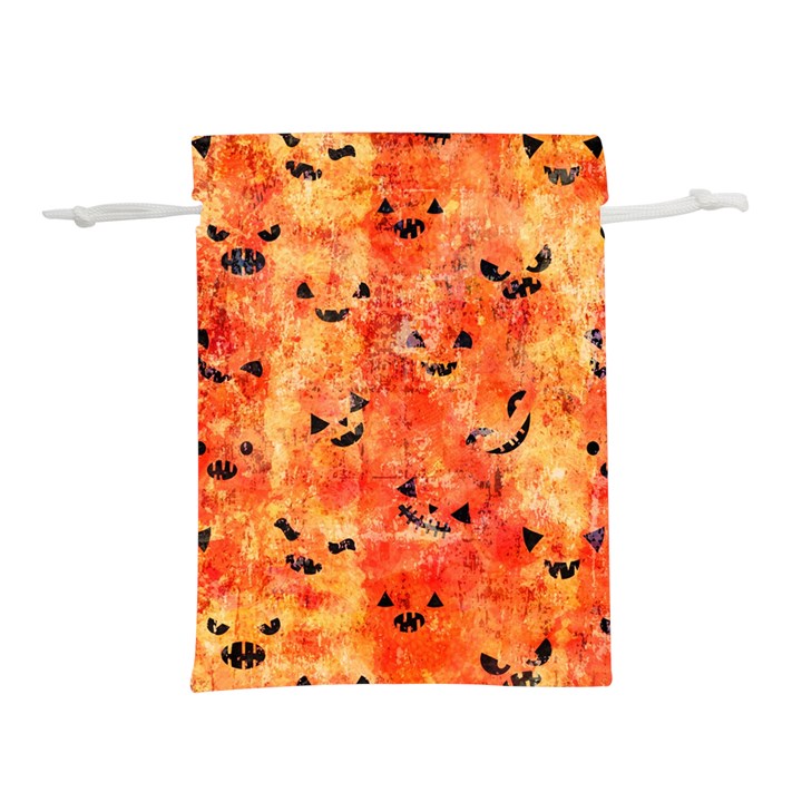 Carved Pumpkin Faces Lightweight Drawstring Pouch (M)