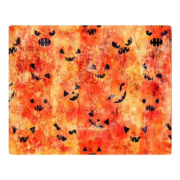 Carved Pumpkin Faces Premium Plush Fleece Blanket (Large)