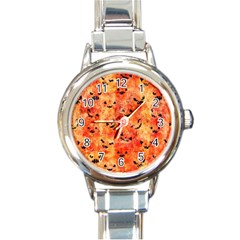 Carved Pumpkin Faces Round Italian Charm Watch by kyorashop23