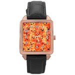 Carved Pumpkin Faces Rose Gold Leather Watch  Front