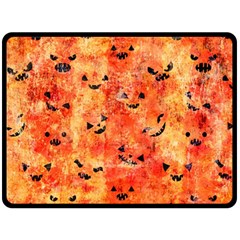 Carved Pumpkin Faces Two Sides Fleece Blanket (large) by kyorashop23