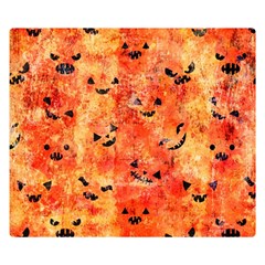 Carved Pumpkin Faces Two Sides Premium Plush Fleece Blanket (kids Size) by kyorashop23