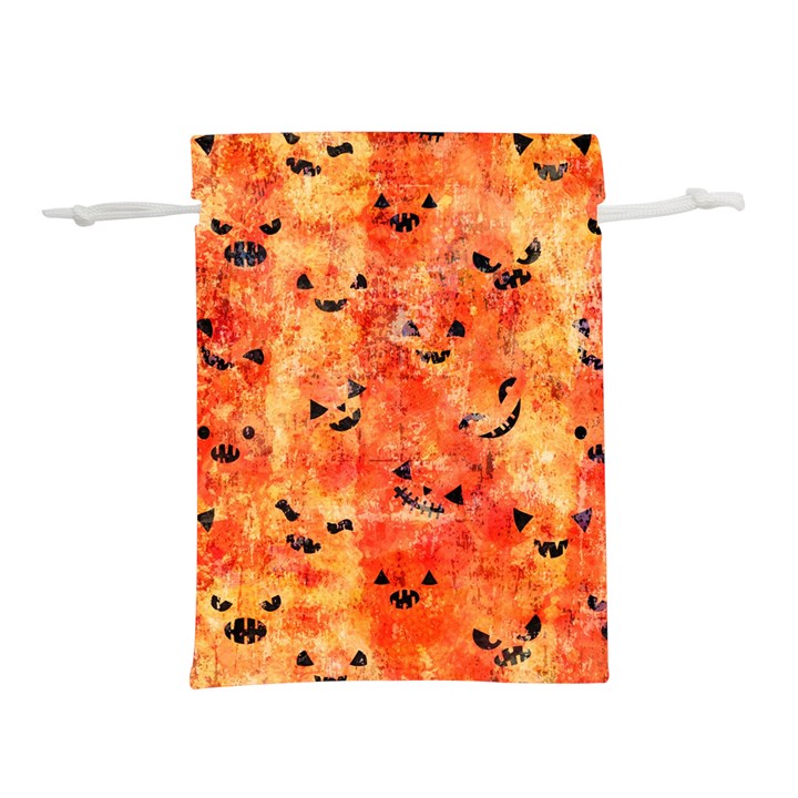 Carved Pumpkin Faces Lightweight Drawstring Pouch (L)