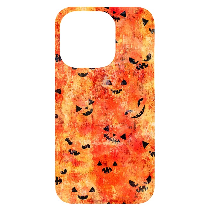 Carved Pumpkin Faces iPhone 14 Pro Black UV Print Case