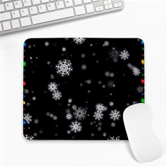 Christmas Snow Edge, Lights Large Mousepad by kyorashop23