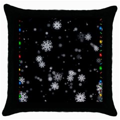 Christmas Snow Edge, Lights Throw Pillow Case (black) by kyorashop23