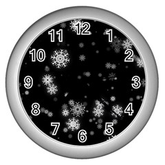 Christmas Snow Edge, Lights Wall Clock (silver) by kyorashop23