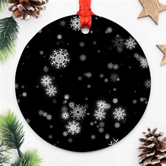 Christmas Snow Edge, Lights Round Ornament (two Sides)