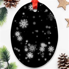 Christmas Snow Edge, Lights Oval Ornament (two Sides)