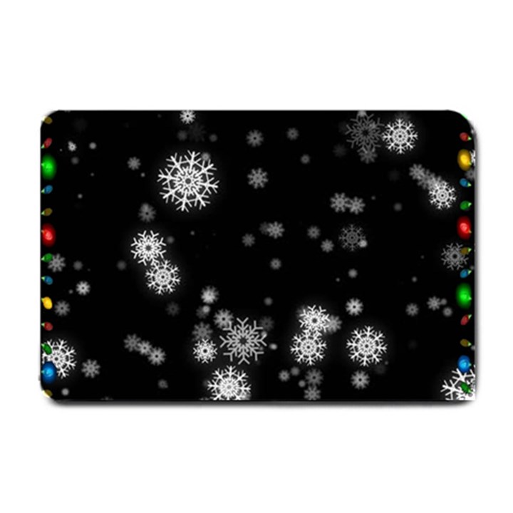 Christmas Snow Edge, Lights Small Doormat