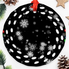 Christmas Snow Edge, Lights Ornament (round Filigree)