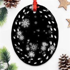 Christmas Snow Edge, Lights Ornament (oval Filigree)