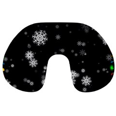 Christmas Snow Edge, Lights Travel Neck Pillow by kyorashop23