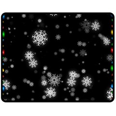 Christmas Snow Edge, Lights Two Sides Fleece Blanket (medium) by kyorashop23