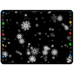 Christmas Snow Edge, Lights Two Sides Fleece Blanket (large) by kyorashop23