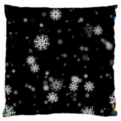 Christmas Snow Edge, Lights Large Premium Plush Fleece Cushion Case (two Sides) by kyorashop23