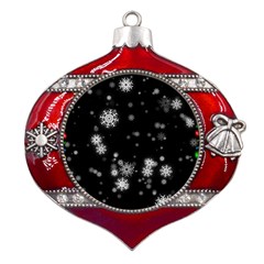 Christmas Snow Edge, Lights Metal Snowflake And Bell Red Ornament