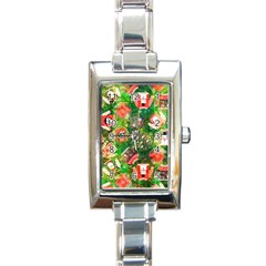 Christmas Ugly Sweater, Adoxali, Christmas, December, Santa Rectangle Italian Charm Watch by kyorashop23