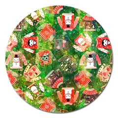 Christmas Ugly Sweater, Adoxali, Christmas, December, Santa Magnet 5  (round) by kyorashop23