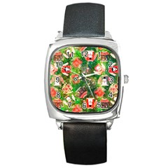 Christmas Ugly Sweater, Adoxali, Christmas, December, Santa Square Metal Watch by kyorashop23