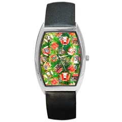 Christmas Ugly Sweater, Adoxali, Christmas, December, Santa Barrel Style Metal Watch by kyorashop23