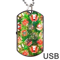 Christmas Ugly Sweater, Adoxali, Christmas, December, Santa Dog Tag Usb Flash (two Sides) by kyorashop23