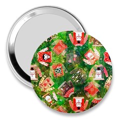 Christmas Ugly Sweater, Adoxali, Christmas, December, Santa 3  Handbag Mirrors by kyorashop23