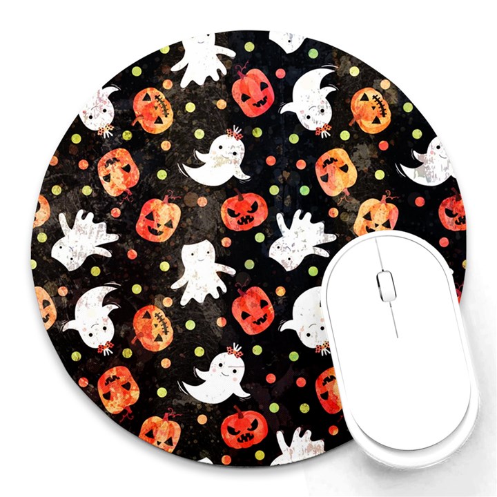 Cool Halloween Ghosts, Adoxali, Autumn Round Mousepad