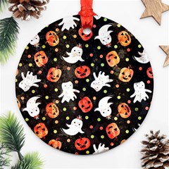 Cool Halloween Ghosts, Adoxali, Autumn Ornament (round) by kyorashop23